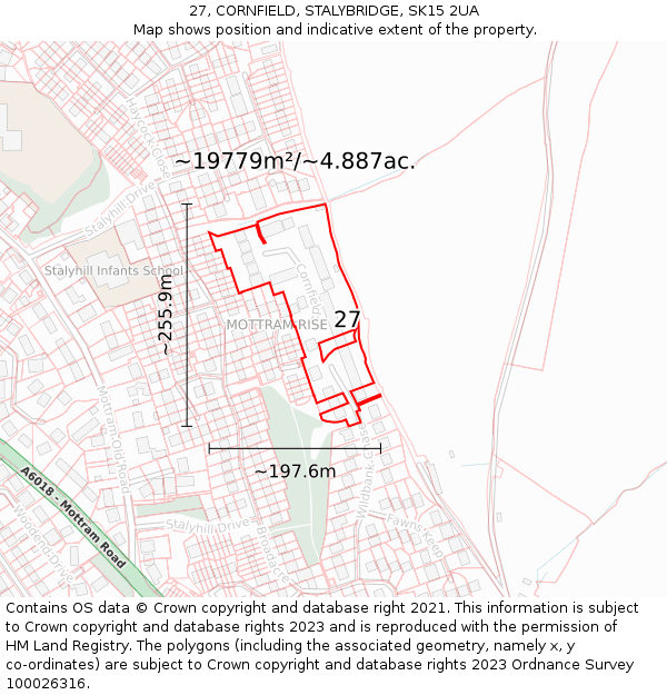 27, CORNFIELD, STALYBRIDGE, SK15 2UA: Plot and title map