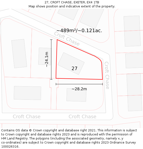 27, CROFT CHASE, EXETER, EX4 1TB: Plot and title map