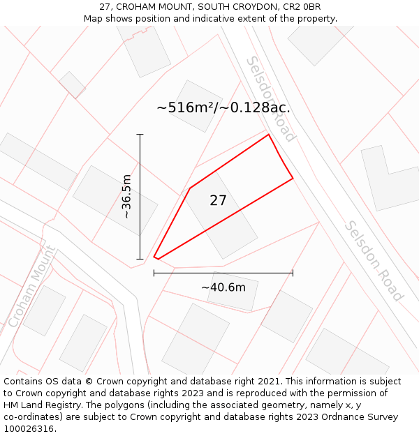 27, CROHAM MOUNT, SOUTH CROYDON, CR2 0BR: Plot and title map