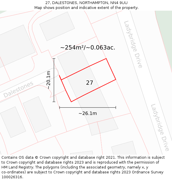 27, DALESTONES, NORTHAMPTON, NN4 9UU: Plot and title map