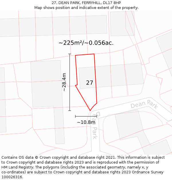 27, DEAN PARK, FERRYHILL, DL17 8HP: Plot and title map