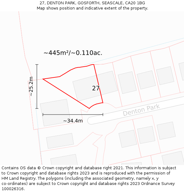 27, DENTON PARK, GOSFORTH, SEASCALE, CA20 1BG: Plot and title map
