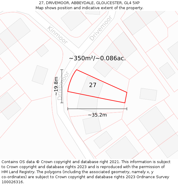 27, DRIVEMOOR, ABBEYDALE, GLOUCESTER, GL4 5XP: Plot and title map