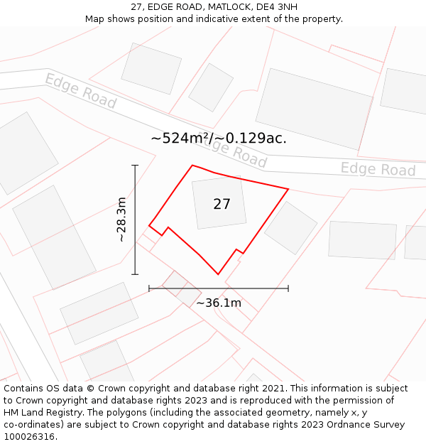 27, EDGE ROAD, MATLOCK, DE4 3NH: Plot and title map