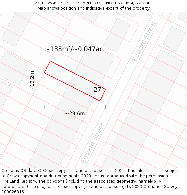 27, EDWARD STREET, STAPLEFORD, NOTTINGHAM, NG9 8FH: Plot and title map