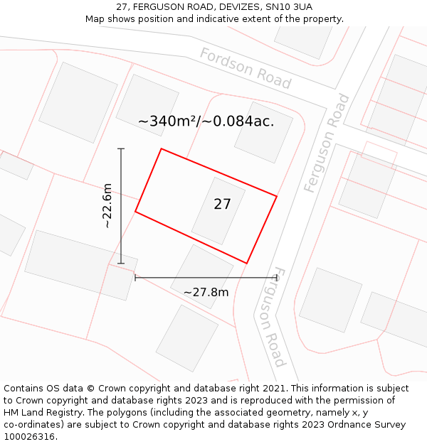 27, FERGUSON ROAD, DEVIZES, SN10 3UA: Plot and title map