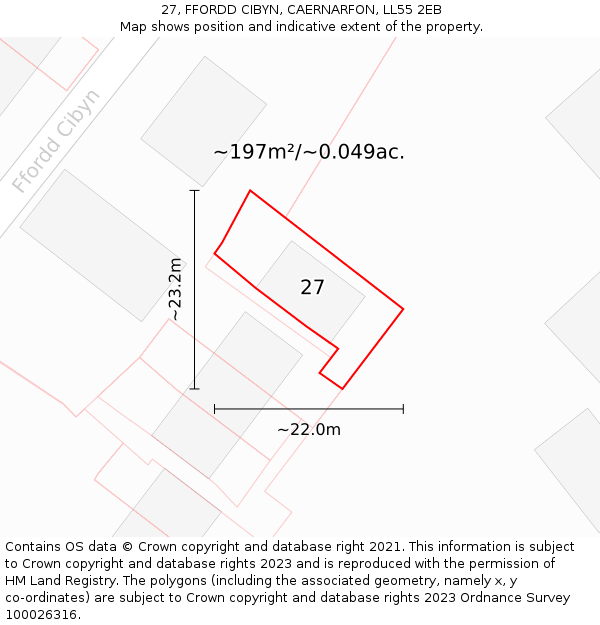 27, FFORDD CIBYN, CAERNARFON, LL55 2EB: Plot and title map