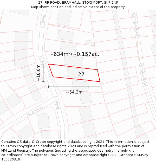 27, FIR ROAD, BRAMHALL, STOCKPORT, SK7 2NP: Plot and title map