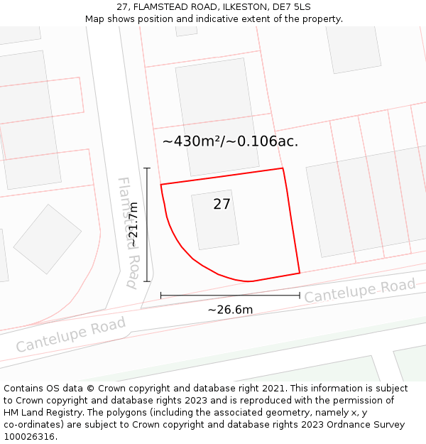 27, FLAMSTEAD ROAD, ILKESTON, DE7 5LS: Plot and title map