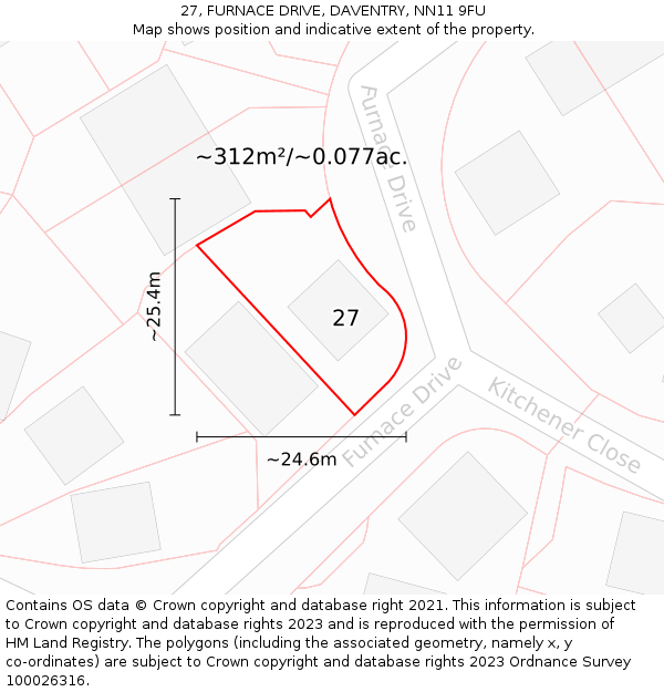 27, FURNACE DRIVE, DAVENTRY, NN11 9FU: Plot and title map