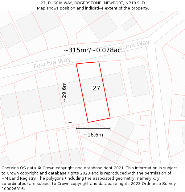 27, FUSCIA WAY, ROGERSTONE, NEWPORT, NP10 9LD: Plot and title map