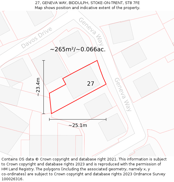 27, GENEVA WAY, BIDDULPH, STOKE-ON-TRENT, ST8 7FE: Plot and title map