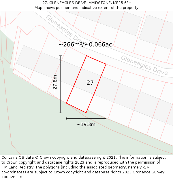 27, GLENEAGLES DRIVE, MAIDSTONE, ME15 6FH: Plot and title map