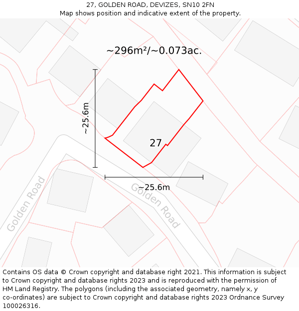 27, GOLDEN ROAD, DEVIZES, SN10 2FN: Plot and title map