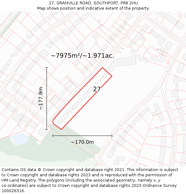 27, GRANVILLE ROAD, SOUTHPORT, PR8 2HU: Plot and title map
