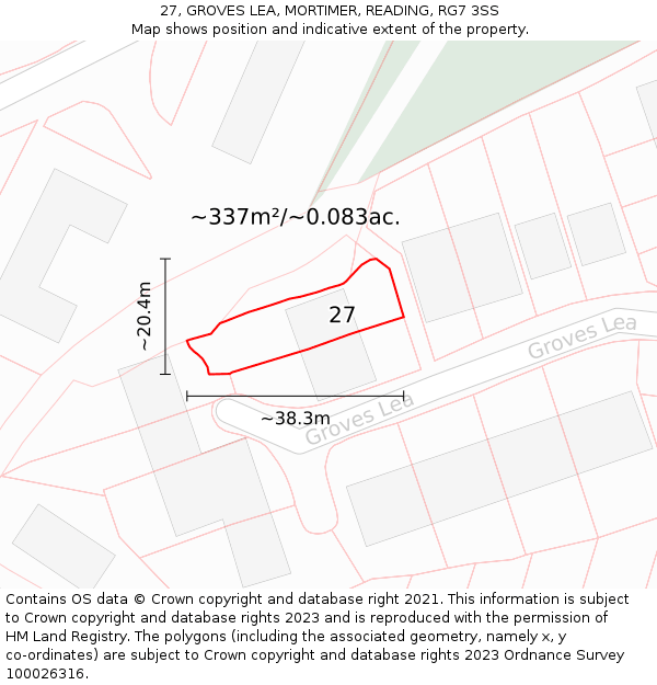 27, GROVES LEA, MORTIMER, READING, RG7 3SS: Plot and title map
