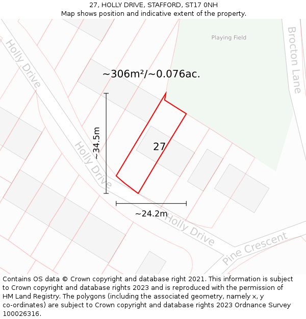 27, HOLLY DRIVE, STAFFORD, ST17 0NH: Plot and title map