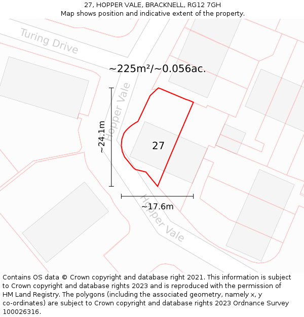 27, HOPPER VALE, BRACKNELL, RG12 7GH: Plot and title map