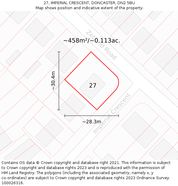 27, IMPERIAL CRESCENT, DONCASTER, DN2 5BU: Plot and title map
