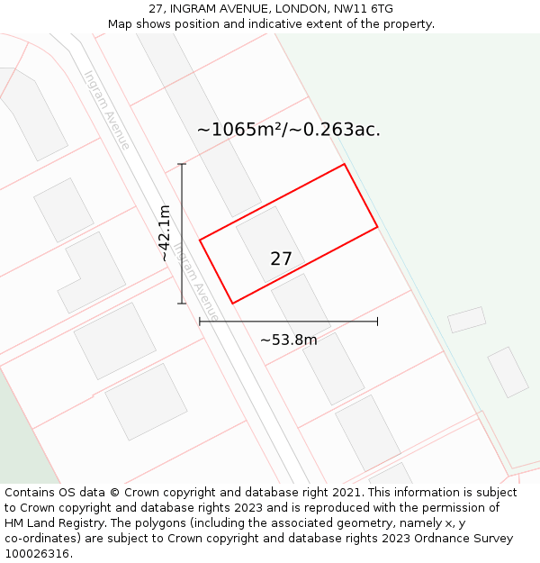 27, INGRAM AVENUE, LONDON, NW11 6TG: Plot and title map