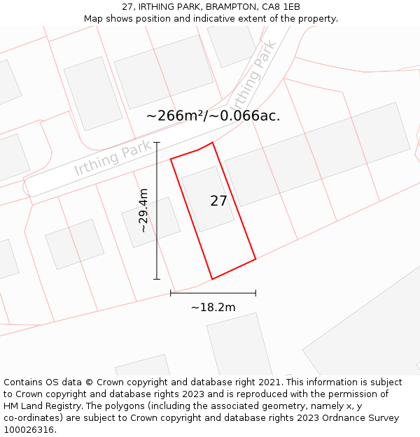 27, IRTHING PARK, BRAMPTON, CA8 1EB: Plot and title map