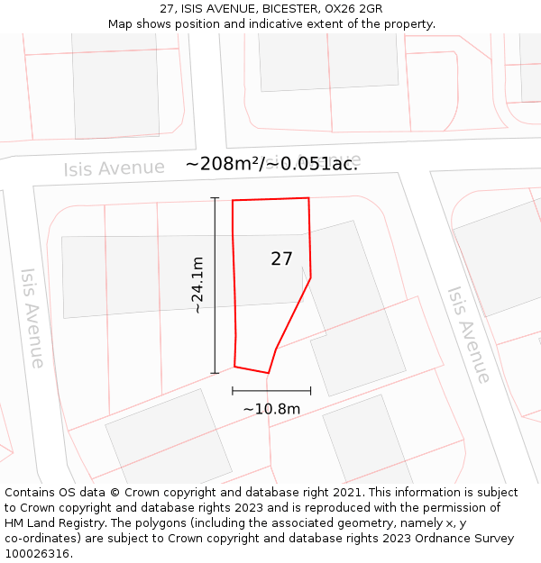 27, ISIS AVENUE, BICESTER, OX26 2GR: Plot and title map