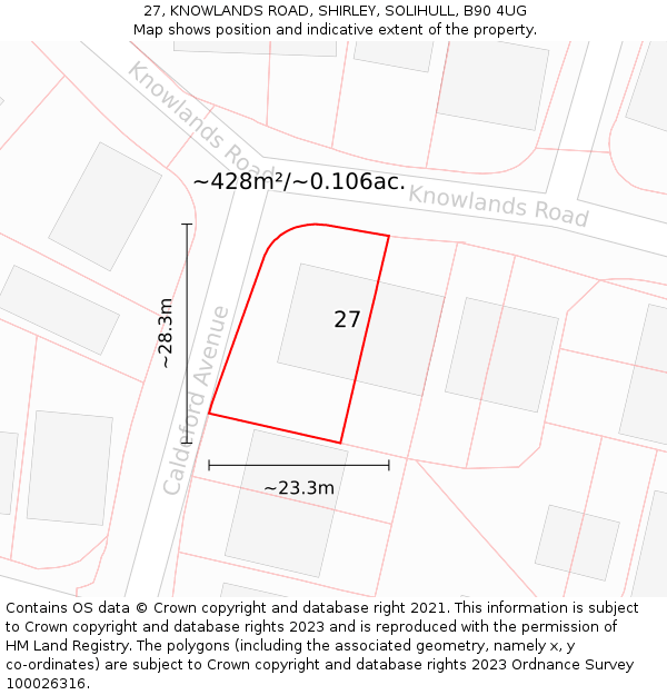 27, KNOWLANDS ROAD, SHIRLEY, SOLIHULL, B90 4UG: Plot and title map