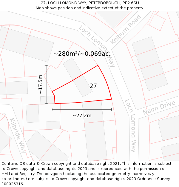 27, LOCH LOMOND WAY, PETERBOROUGH, PE2 6SU: Plot and title map