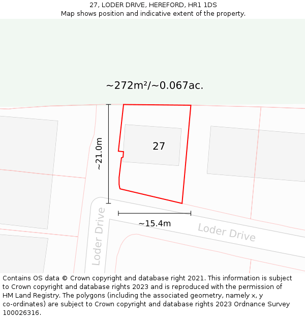 27, LODER DRIVE, HEREFORD, HR1 1DS: Plot and title map