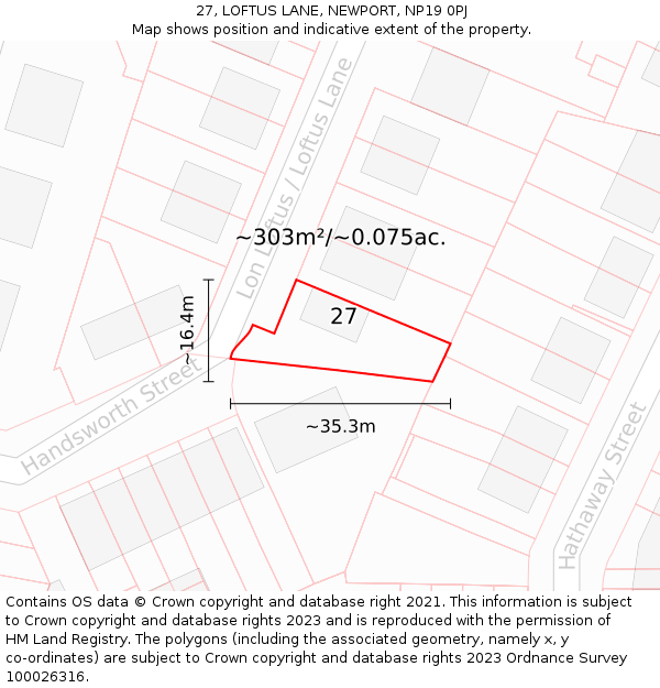 27, LOFTUS LANE, NEWPORT, NP19 0PJ: Plot and title map