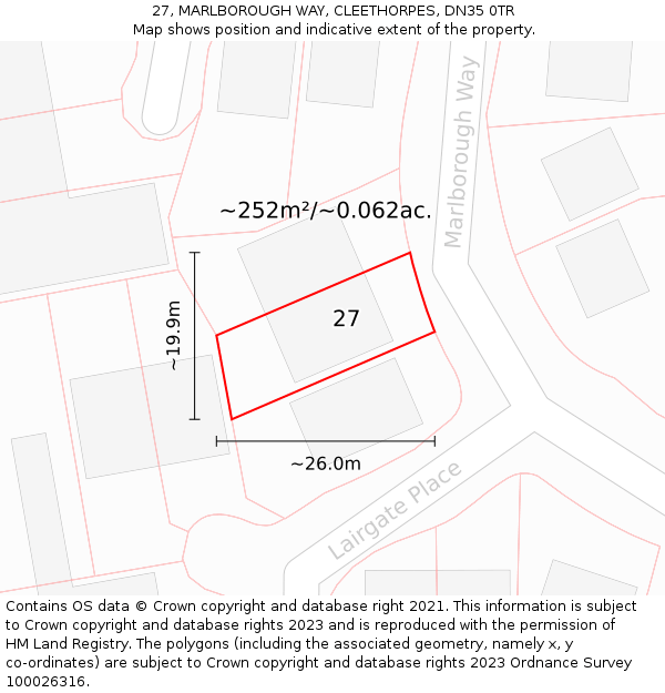 27, MARLBOROUGH WAY, CLEETHORPES, DN35 0TR: Plot and title map