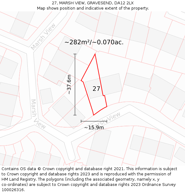 27, MARSH VIEW, GRAVESEND, DA12 2LX: Plot and title map