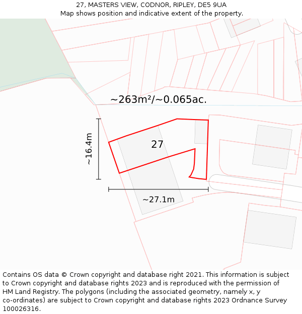 27, MASTERS VIEW, CODNOR, RIPLEY, DE5 9UA: Plot and title map