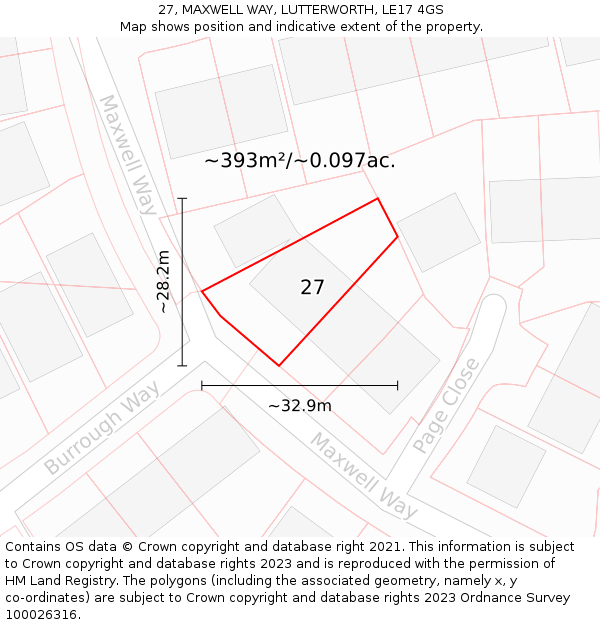 27, MAXWELL WAY, LUTTERWORTH, LE17 4GS: Plot and title map