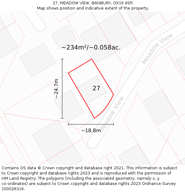 27, MEADOW VIEW, BANBURY, OX16 9SR: Plot and title map