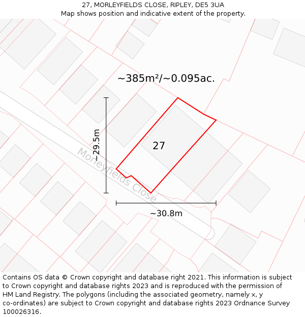 27, MORLEYFIELDS CLOSE, RIPLEY, DE5 3UA: Plot and title map