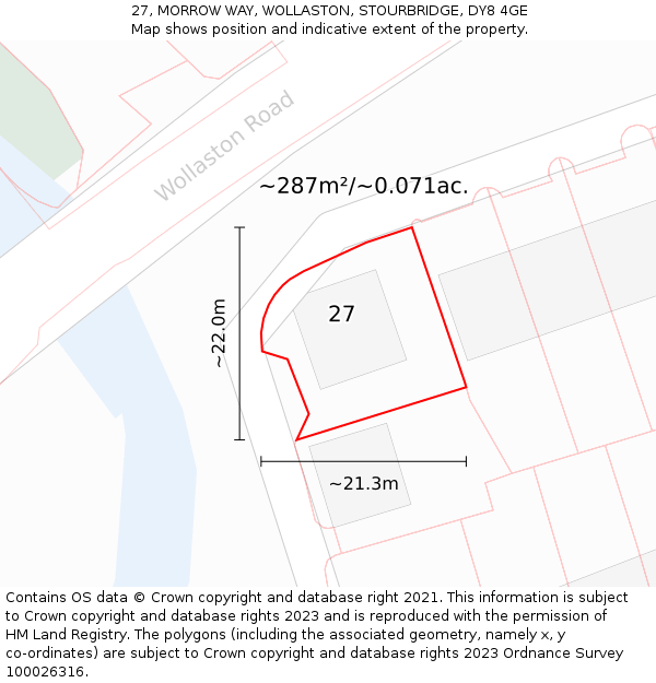27, MORROW WAY, WOLLASTON, STOURBRIDGE, DY8 4GE: Plot and title map