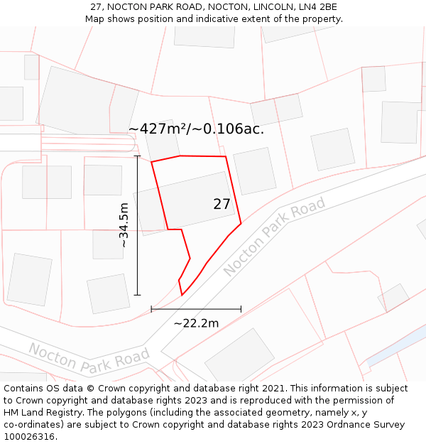 27, NOCTON PARK ROAD, NOCTON, LINCOLN, LN4 2BE: Plot and title map