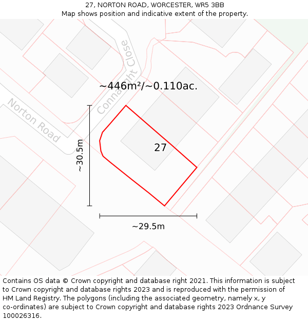 27, NORTON ROAD, WORCESTER, WR5 3BB: Plot and title map