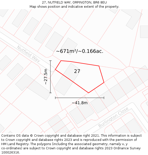 27, NUTFIELD WAY, ORPINGTON, BR6 8EU: Plot and title map
