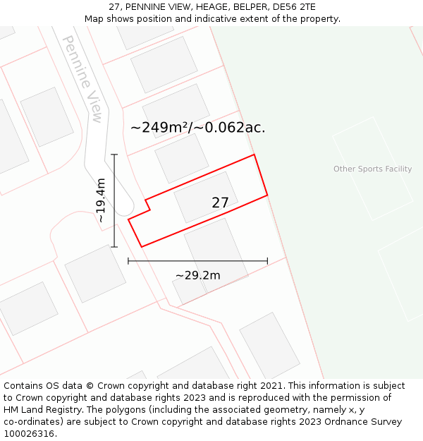 27, PENNINE VIEW, HEAGE, BELPER, DE56 2TE: Plot and title map
