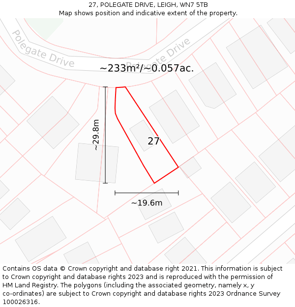 27, POLEGATE DRIVE, LEIGH, WN7 5TB: Plot and title map