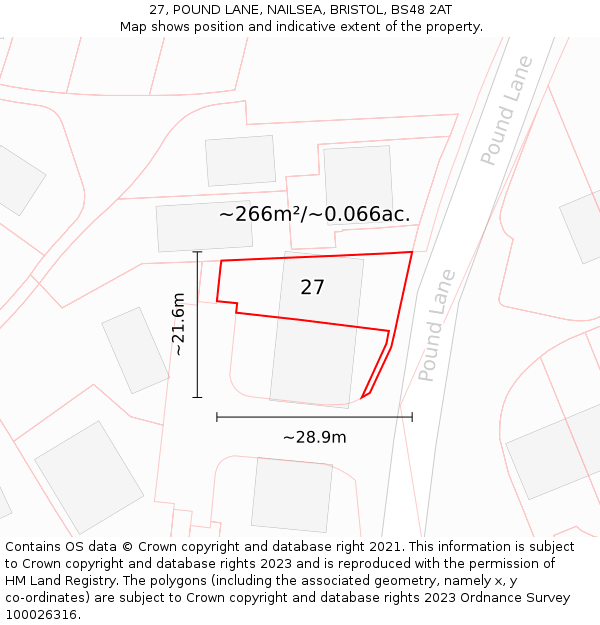 27, POUND LANE, NAILSEA, BRISTOL, BS48 2AT: Plot and title map