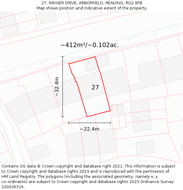 27, RAYNER DRIVE, ARBORFIELD, READING, RG2 9FB: Plot and title map