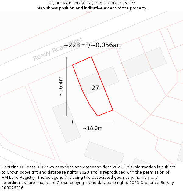 27, REEVY ROAD WEST, BRADFORD, BD6 3PY: Plot and title map