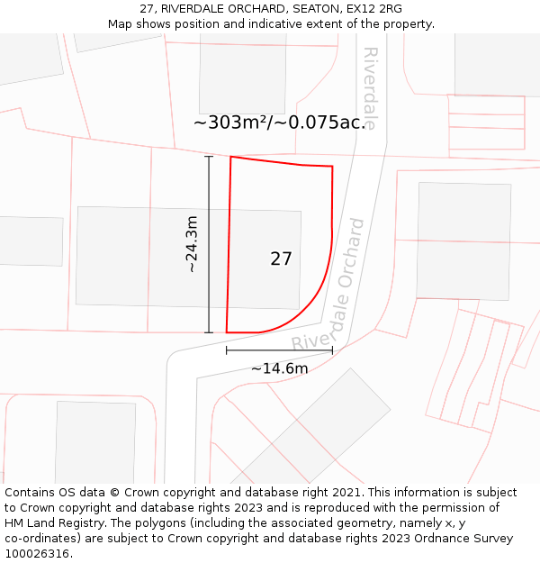 27, RIVERDALE ORCHARD, SEATON, EX12 2RG: Plot and title map