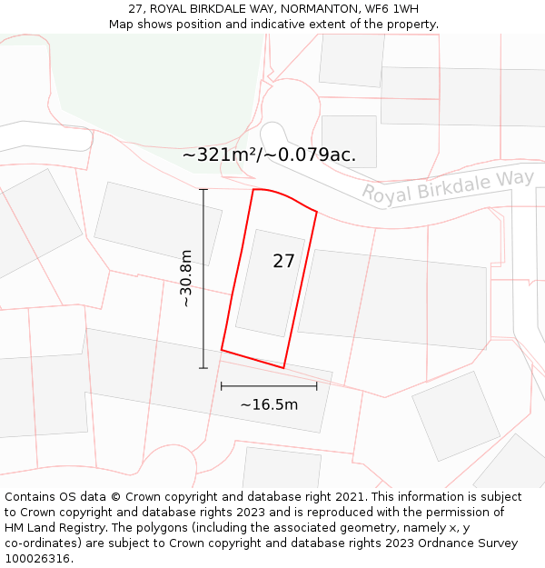 27, ROYAL BIRKDALE WAY, NORMANTON, WF6 1WH: Plot and title map