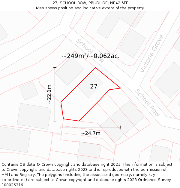 27, SCHOOL ROW, PRUDHOE, NE42 5FE: Plot and title map