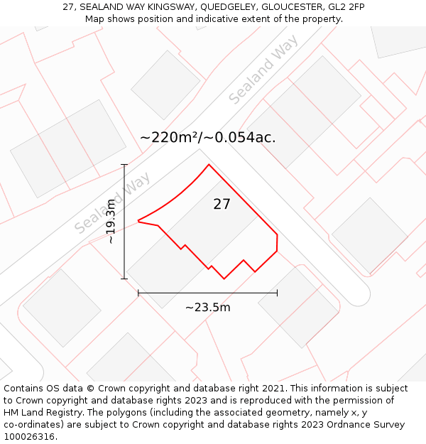27, SEALAND WAY KINGSWAY, QUEDGELEY, GLOUCESTER, GL2 2FP: Plot and title map