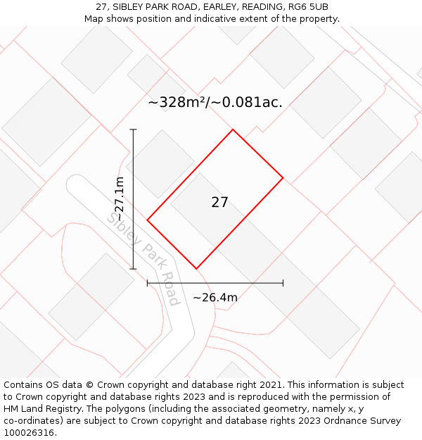 27, SIBLEY PARK ROAD, EARLEY, READING, RG6 5UB: Plot and title map